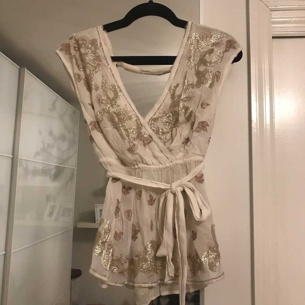 Free People Sequin Embellished Top - Open Back